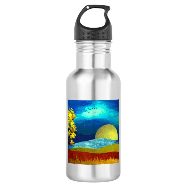 Flüssige Himmelslandschaft Edelstahlflasche (Vorderseite)
