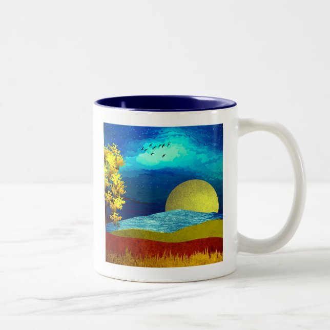 Flüssige Himmelslandschaft Zweifarbige Tasse (Rechts)