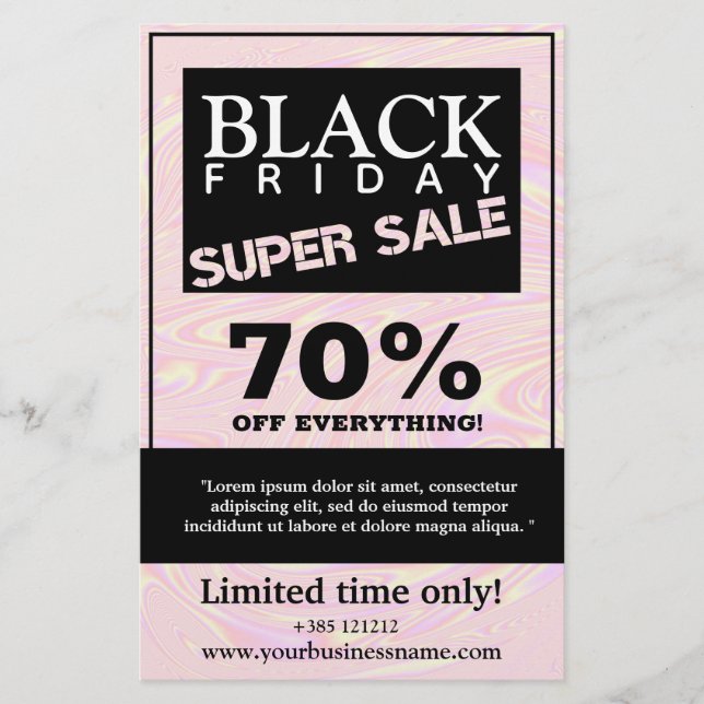 Flüssige Imitate Holografisch Pink Texture Sale Flyer (Vorne)