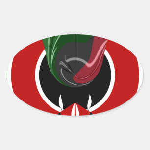 Flüssige kenianische Flagge: Ein modernes Design Ovaler Aufkleber