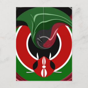 Flüssige kenianische Flagge: Ein modernes Design Postkarte