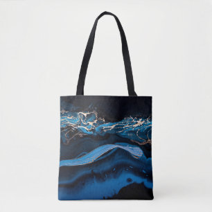 Flüssige Kunst. Flüssiges Metallicgold in abstrakt Tasche
