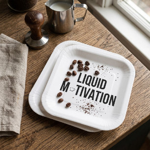 Flüssige Motivation Moderner Kaffeetrinker Pappteller