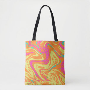 Flüssige Pattern gelb rosa Tote Bag Tasche