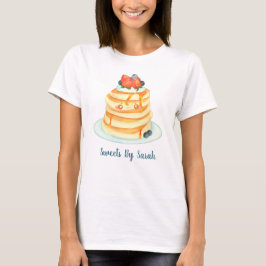 Flüssige Pfannkuchen mit Ahornsirup, Obst und Crem T-Shirt