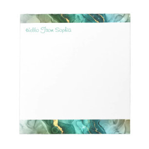 Flüssige Tinte Art, Gold, Deep Blue, Grau und Aqua Notizblock