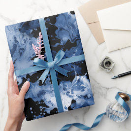 Flüssige Tinte Indigo Schwarz Spritzer abstraktes  Geschenkpapier