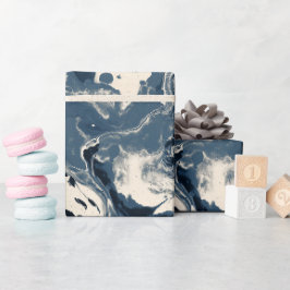 Flüssige Tinte Indigo Schwarz Spritzer abstraktes  Geschenkpapier