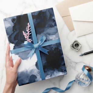 Flüssige Tinte Schwarzes Indigo-Spritzer abstrakte Geschenkpapier