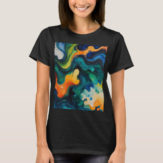 Flüssige Traumlandschaft – Abstrakter Aquarell-Flo T-Shirt