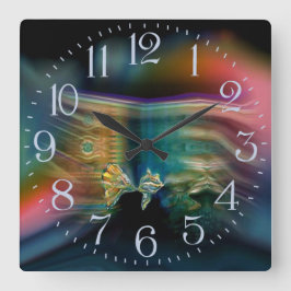 Flüssige Vibrationen Funky Fish Wall Clock Quadratische Wanduhr