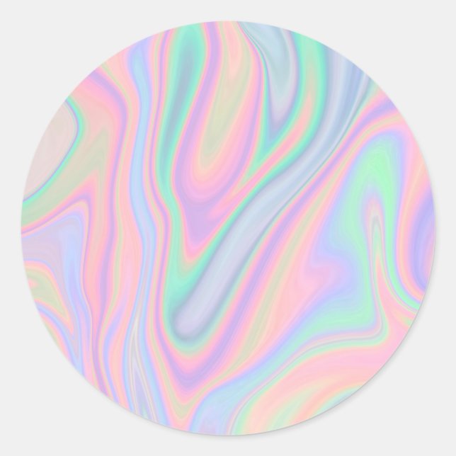 Flüssiger Abstrakter Regenbogen Runder Aufkleber (Vorderseite)