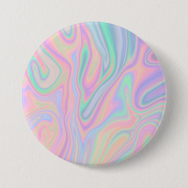 Flüssiger bunter abstrakter Regenbogen Button (Vorderseite)