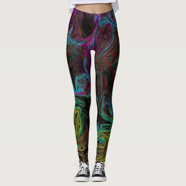 Flüssiger Graffiti-Glühen Leggings (Vorderseite)