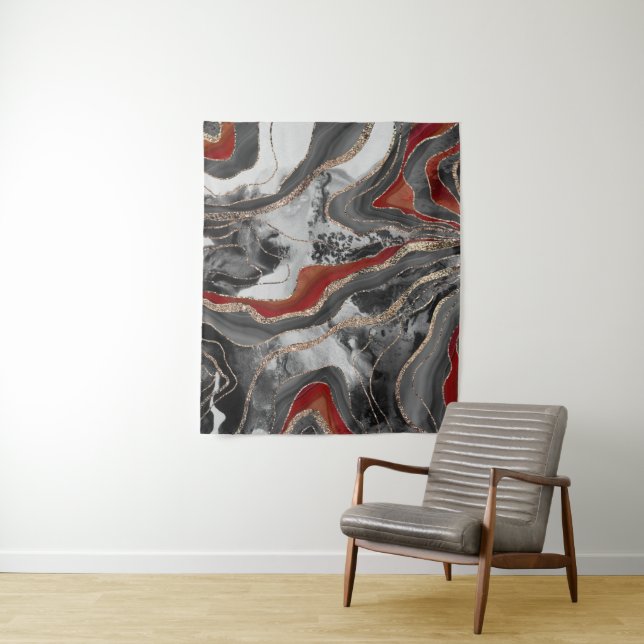 Flüssiger Marmor Agate Glitzer Glam #13 Imitats Gl Wandteppich (Beispiel)