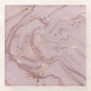 Flüssiger Marmor: Rose Gold Artistry. Glasuntersetzer