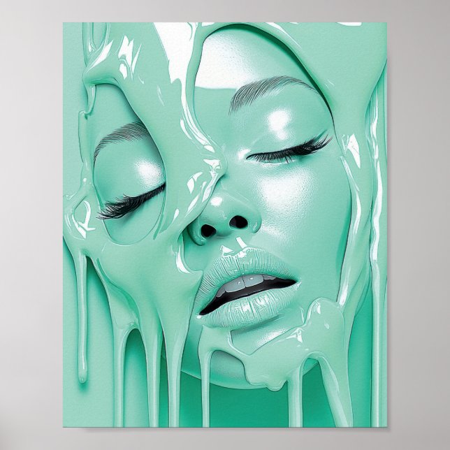 Flüssiger Minztraum Mädchen Abstrakte Kunst Poster (Vorne)