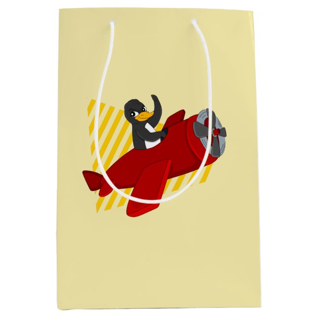 Flüssiger Pinguin-Cartoon Mittlere Geschenktüte (Vorderseite)