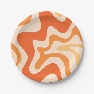 Flüssiger Wirbel Retro-Vibe Tangerine Orangen Töne Pappteller