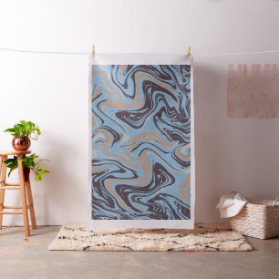 Flüssiges abstraktes blaues Muster Textilstoff Stoff