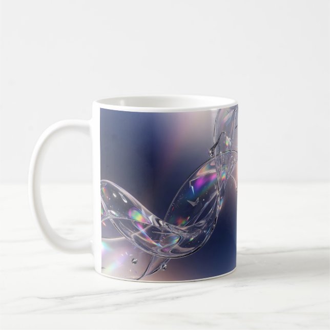 Flüssiges Glas Welliges Tröpfchen - Irisierend 3D  Kaffeetasse (Links)