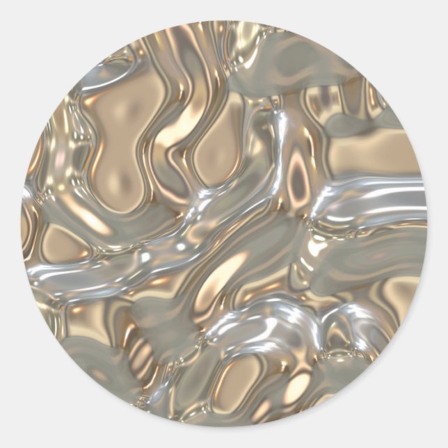 Flüssiges Gold und Silber Runder Aufkleber (Vorderseite)
