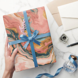 Flüssiges Korallen-Pfirsich-Wasser-Flow-Abstraktes Geschenkpapier