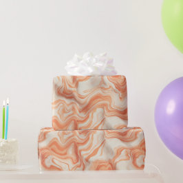 Flüssiges Korallen-Pfirsich-Welle-Creme-Abstraktes Geschenkpapier