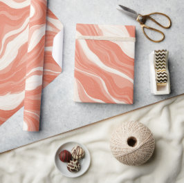 Flüssiges Korallen-Pfirsich-Wellen-Cream-Abstrakte Geschenkpapier