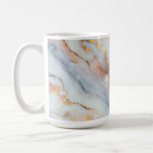 Flüssiges Marmormuster mit Pfirsich, Grau und Gold Kaffeetasse