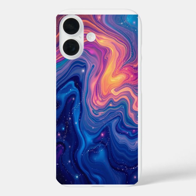 Flüssiggalaxie: Ein Mesmerisierendes Abstrakt iPhone 16 Hülle (Rückseite)