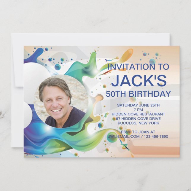 Flüssigkeitseinladung Foto Einladung (Vorderseite)