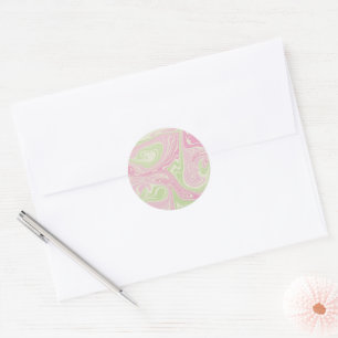 Flüssigkeitswirbel Grün Rosa Muster Runder Aufkleber