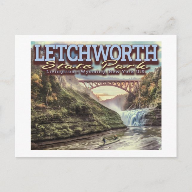FLUSSKANOEING - LETCHWORTH STAAT PARK - NEW YORK POSTKARTE (Vorderseite)