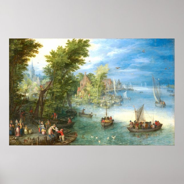 Flusslandschaft - Jan Brueghel Fine Art Poster (Vorne)