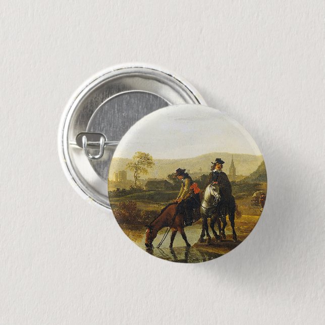 Flusslandschaft mit den Fahrern Aelbert Cuyp Button (Vorne & Hinten)