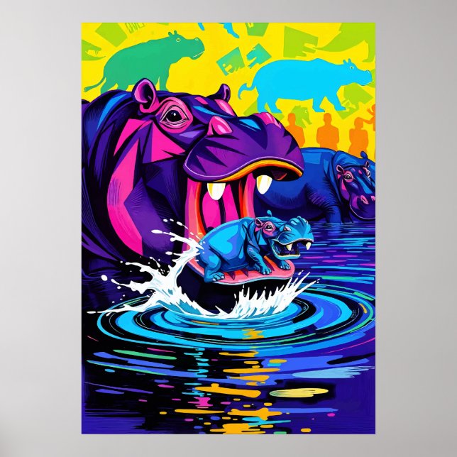 Flusspferd Abstrakte Kunst Poster (Vorne)