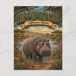 Flusspferd Afrikanischer Fluss POPCUT Postkarte