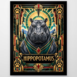Flusspferd, Art Deco Wildlife Postkarte