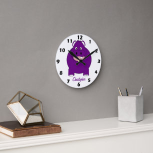 Flusspferd-Design personalisiert Runde Wanduhr