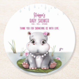 Flusspferd Fluss Abenteuer Mädchen Baby Shower Runder Pappuntersetzer