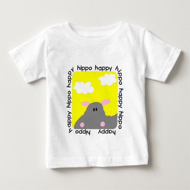 Flusspferd-glücklicher Baby T-shirt (Vorderseite)
