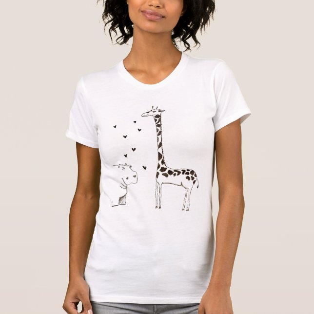 Flusspferd-Lieben Giraffe T-Shirt (Vorderseite)