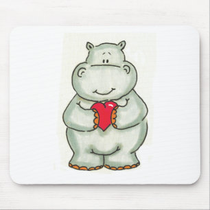 Flusspferd mit Herzen Mousepad