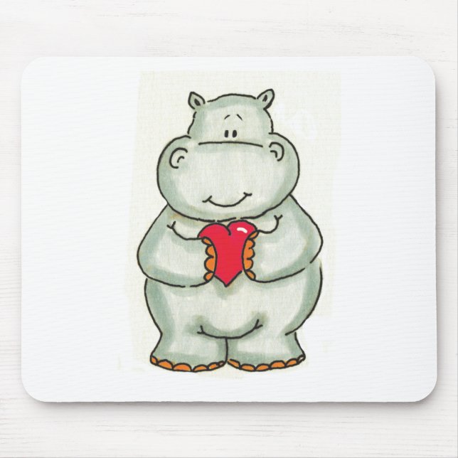 Flusspferd mit Herzen Mousepad (Vorne)