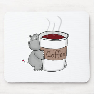 Flusspferd mit Kaffee Mousepad