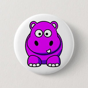 Flusspferd-Rosa Button