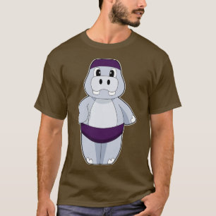 Flusspferd Schwimmen Schwimmkappe T-Shirt