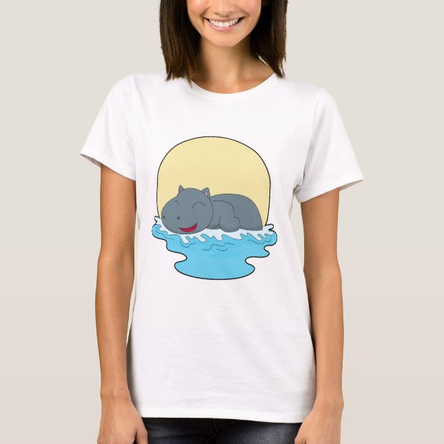 Flusspferd Schwimmen T-Shirt (Vorderseite)