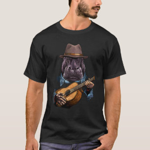 Flusspferd spielt akustische Gitarre Spieler Nilpf T-Shirt